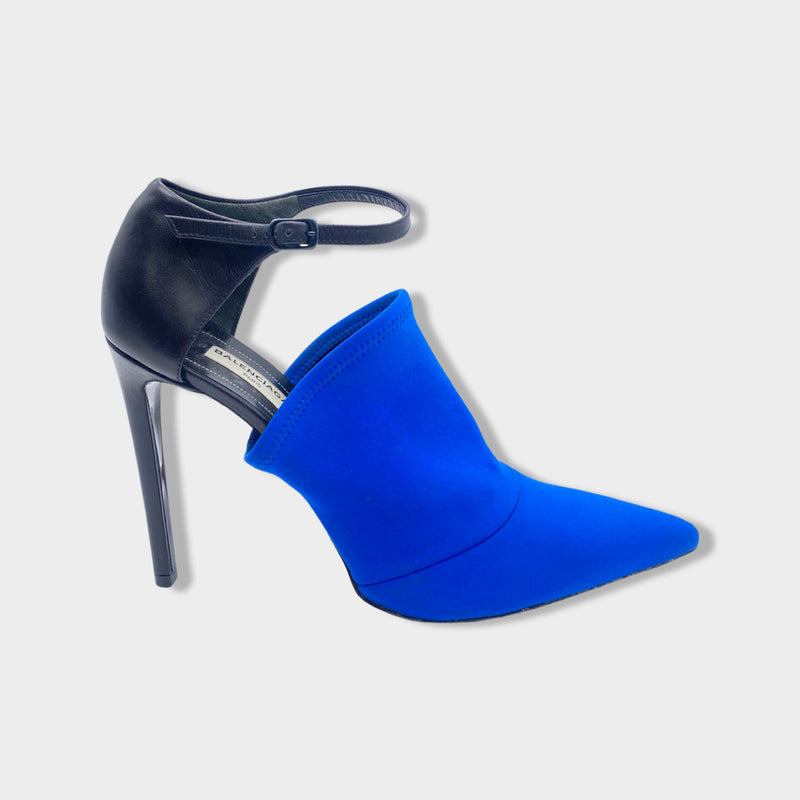 pre-owned BALENCIAGA electric blue and black heels | Size EU39 UK6