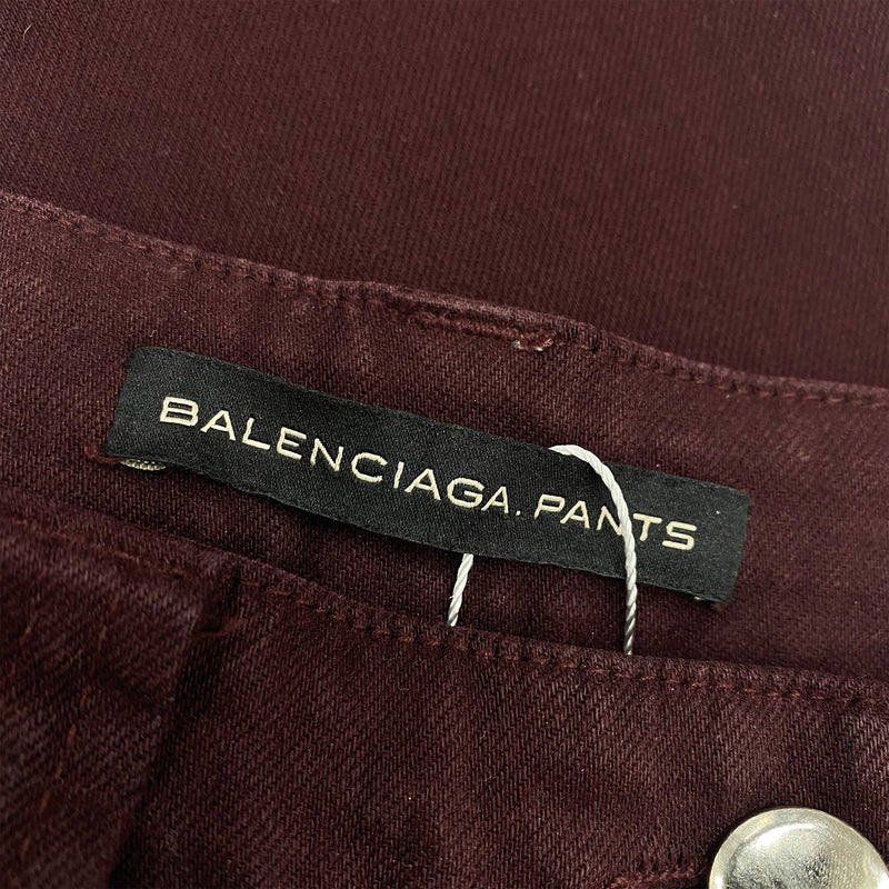 second-hand BALENCIAGA burgundy cotton skinny jeans 