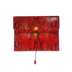 pre-owned BALLY red python leather clutch 