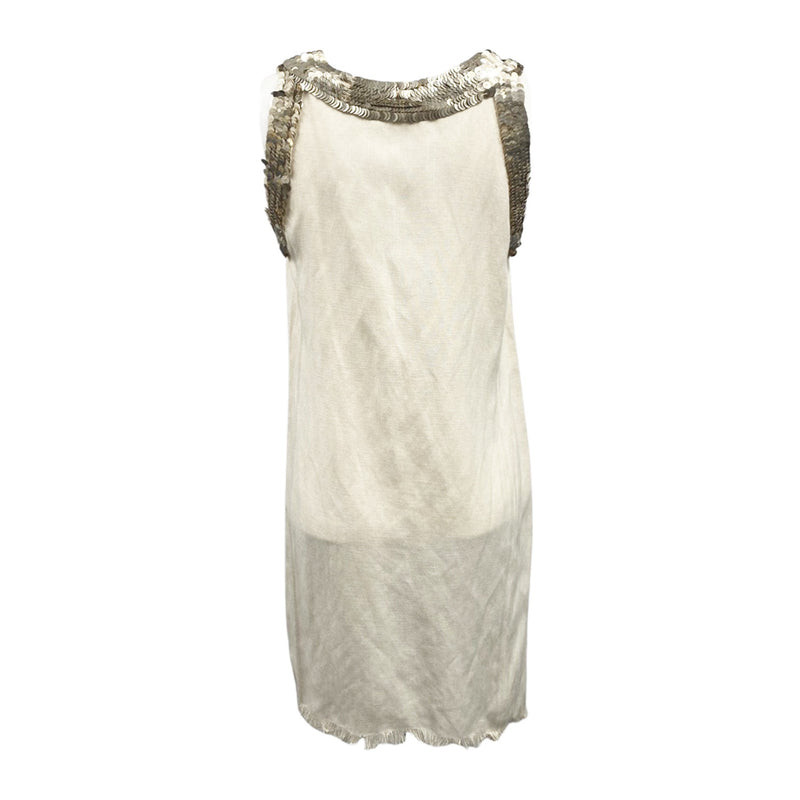 pre-loved BALMAIN eru linen dress with sequins | Size FR38