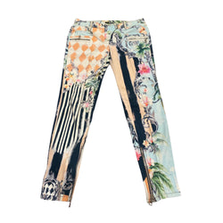 pre-owned BALMAIN multicolour print low-waisted jeans | Size FR40