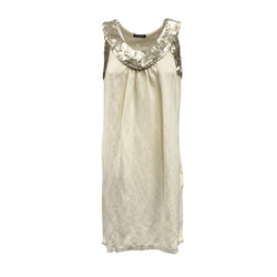 pre-owned BALMAIN eru linen dress with sequins | Size FR38