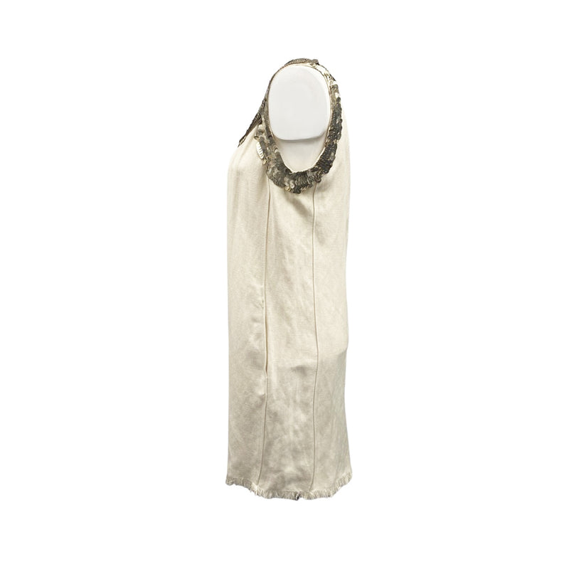 second-hand BALMAIN eru linen dress with sequins | Size FR38