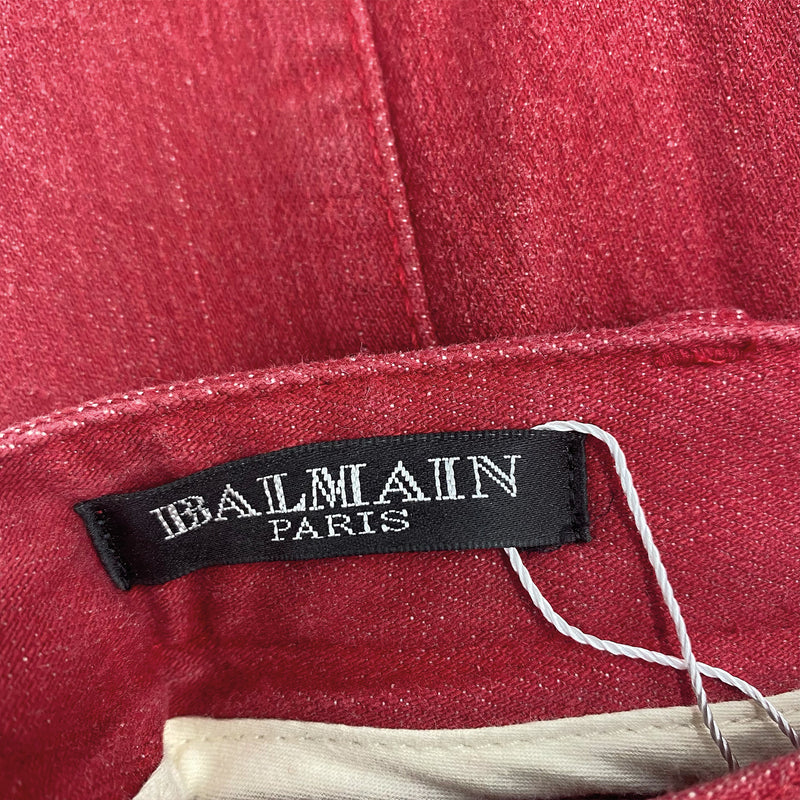 BALMAIN red skinny jeans