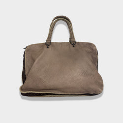 pre-owned BOTTEGA VENETA brown and beige intrecciato leather handbag