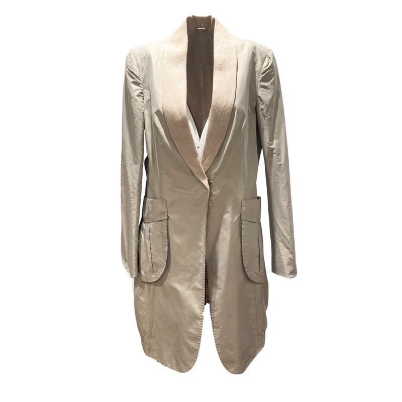 pre-owned BRUNELLO CUCINELLLI beige coat | Size IT46