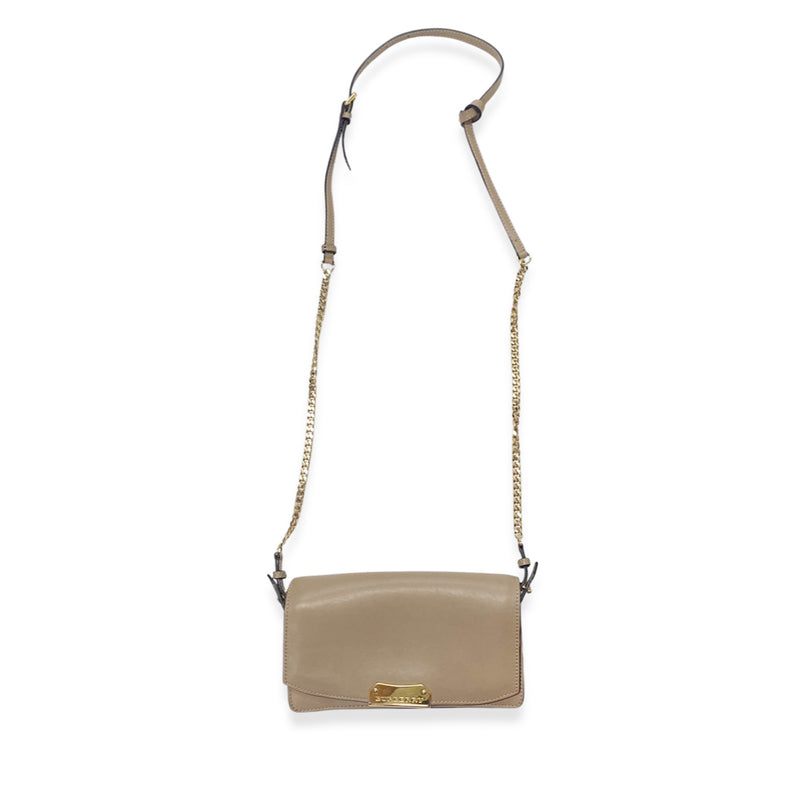 BURBERRY beige leather bag with gold hardware