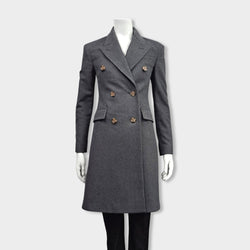 pre-owned BURBERRY grey wool coat