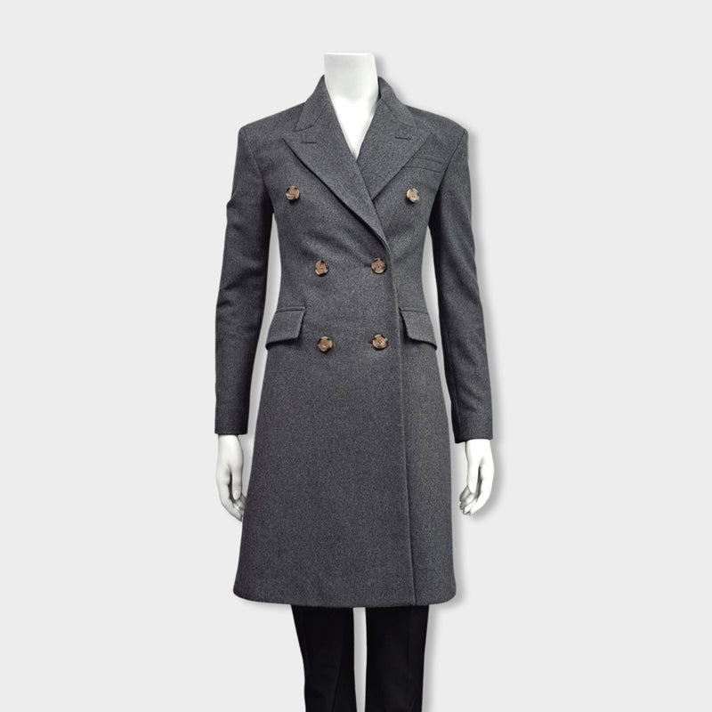 pre-owned BURBERRY grey wool coat