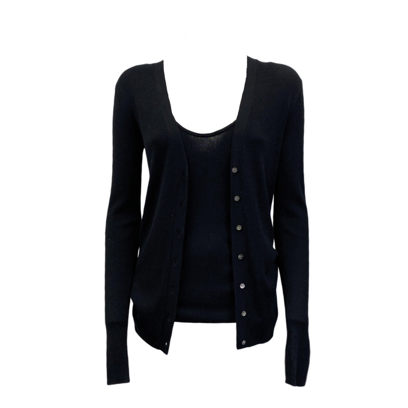 pre-loved CO black silk cardigan