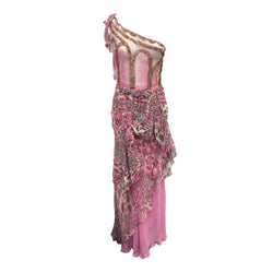 pre-owned CARDUCCI pink animal print sequined maxi dress | Size UK8