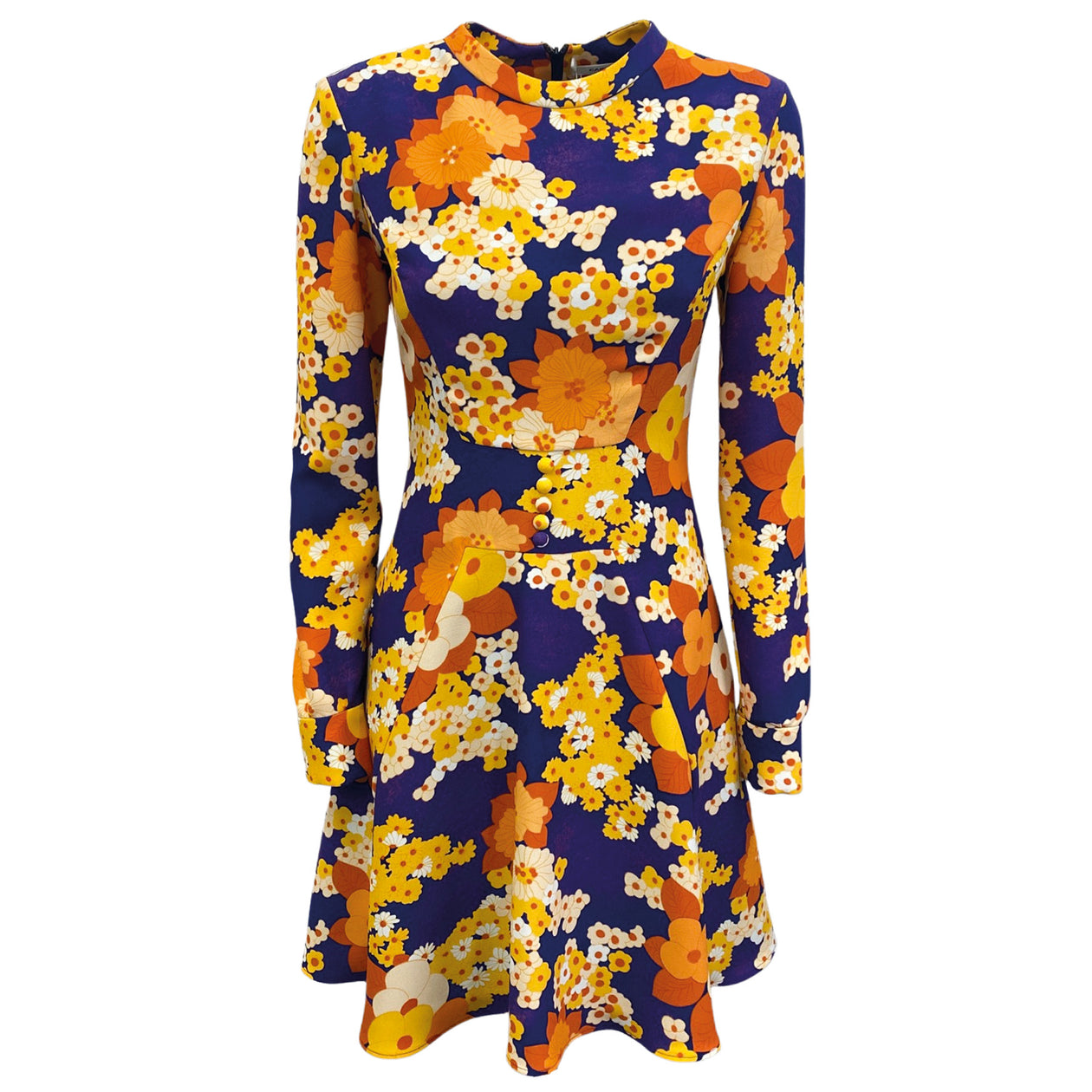 open lace back dress CARVEN orange and purple floral dress – Loop Generation