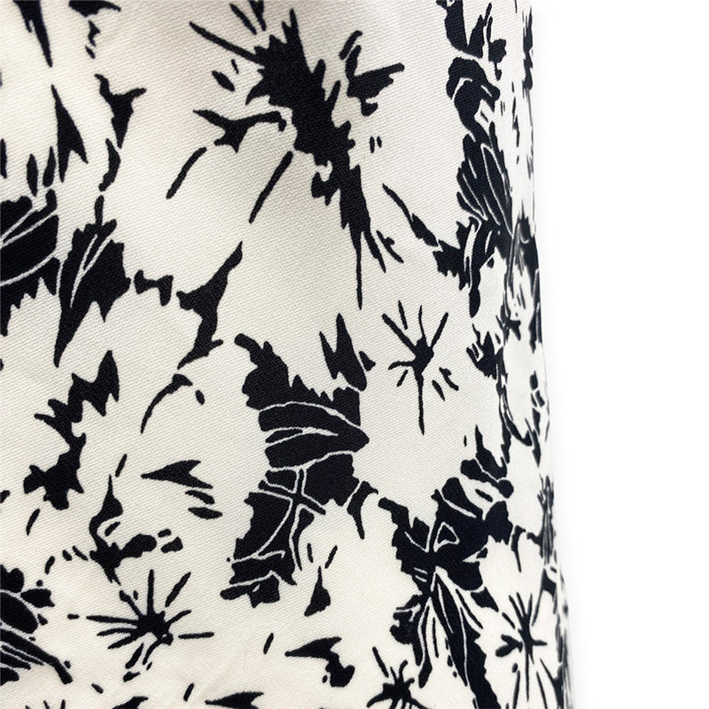 pre-loved CELINE black and ecru floral print silk dress