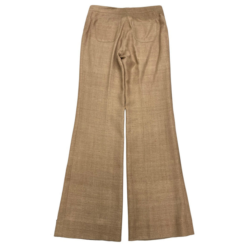 second-hand CHANEL beige silk trousers | Size FR42
