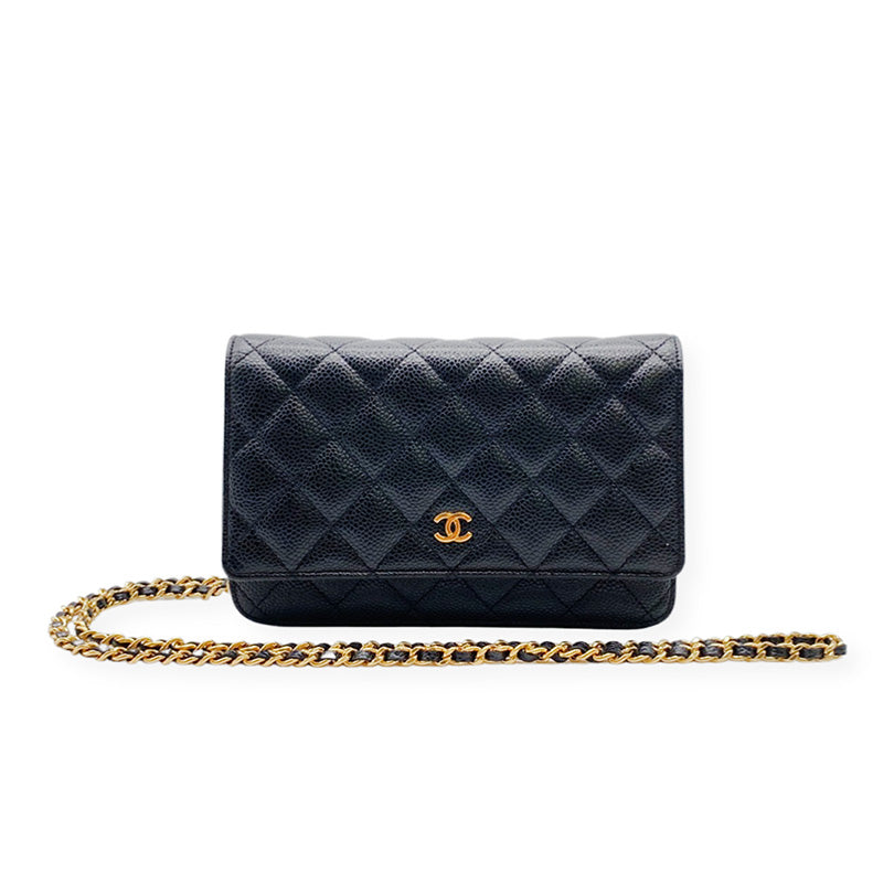 CHANEL black caviar leather WOC handbag