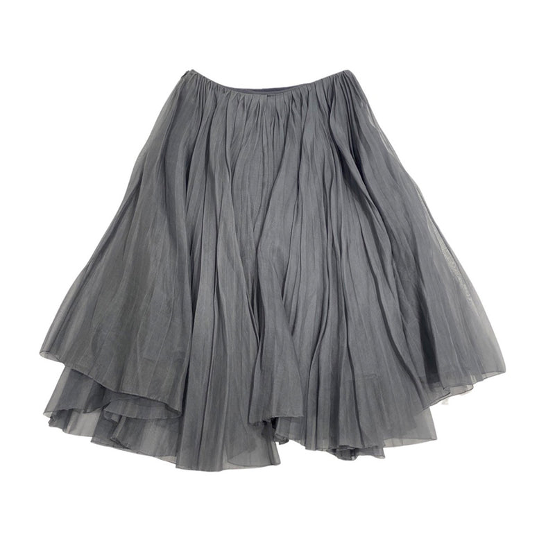 pre-owned CHANEL grey pleated silk skirt | Size FR40