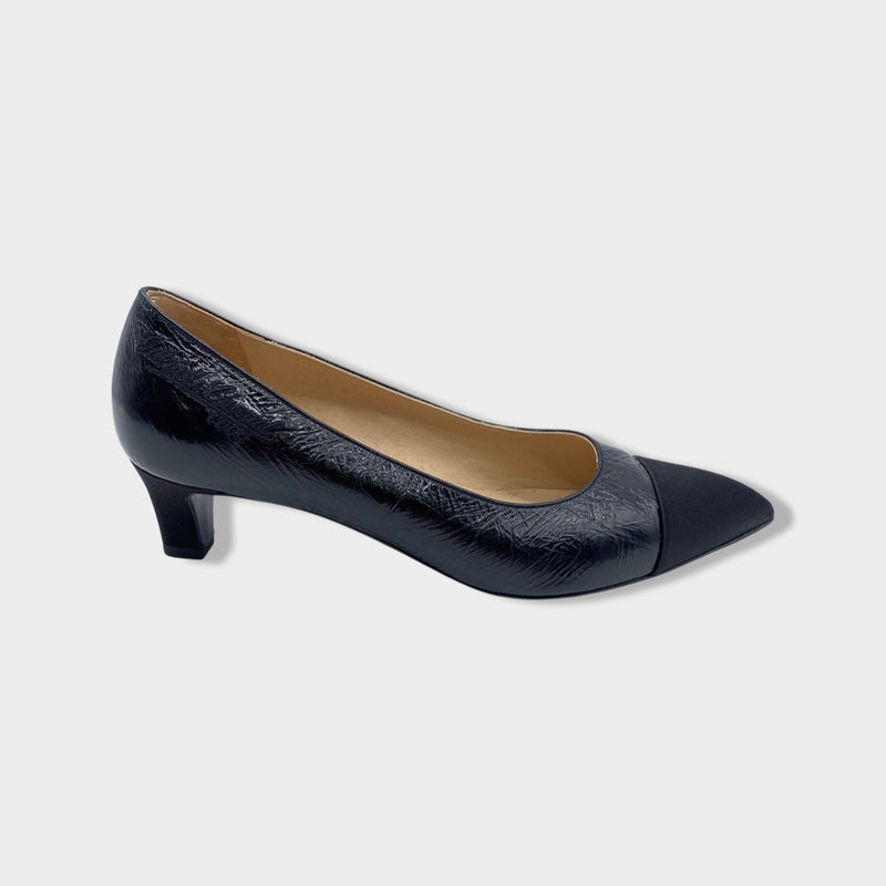 pre-owned CHANEL Gabrielle Coco leather kitten-heel pumps | Size 37.5