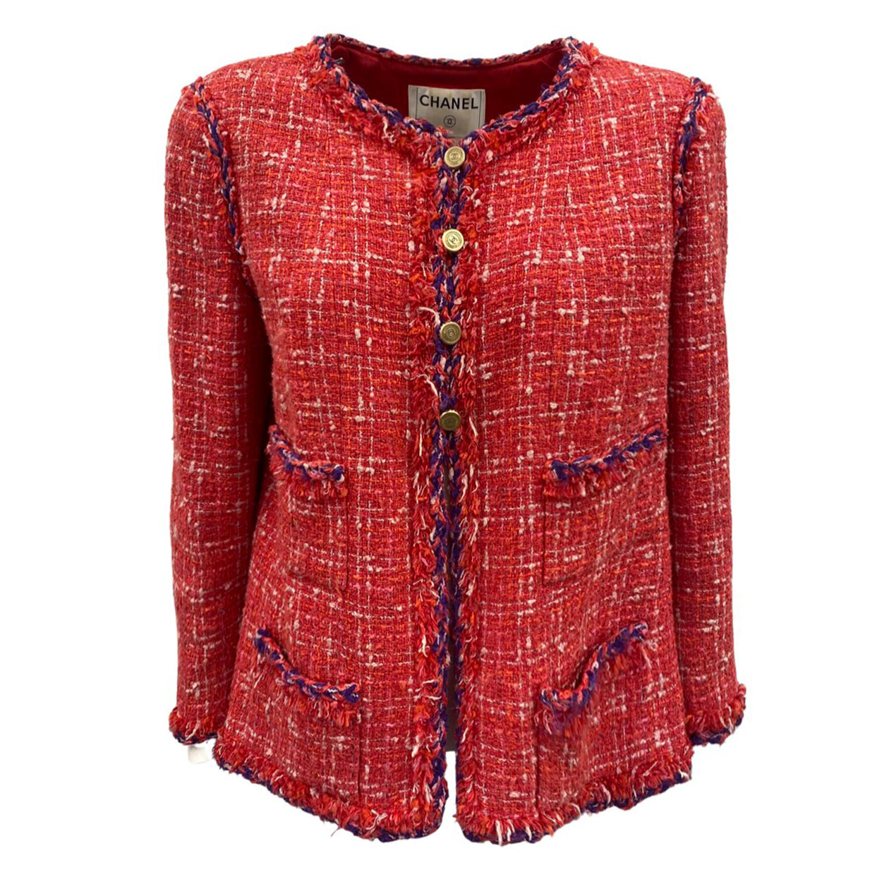 CHANEL red and purple silk tweed jacket – Loop Generation