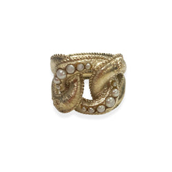 second-hand CHANEL gold ring with pearls