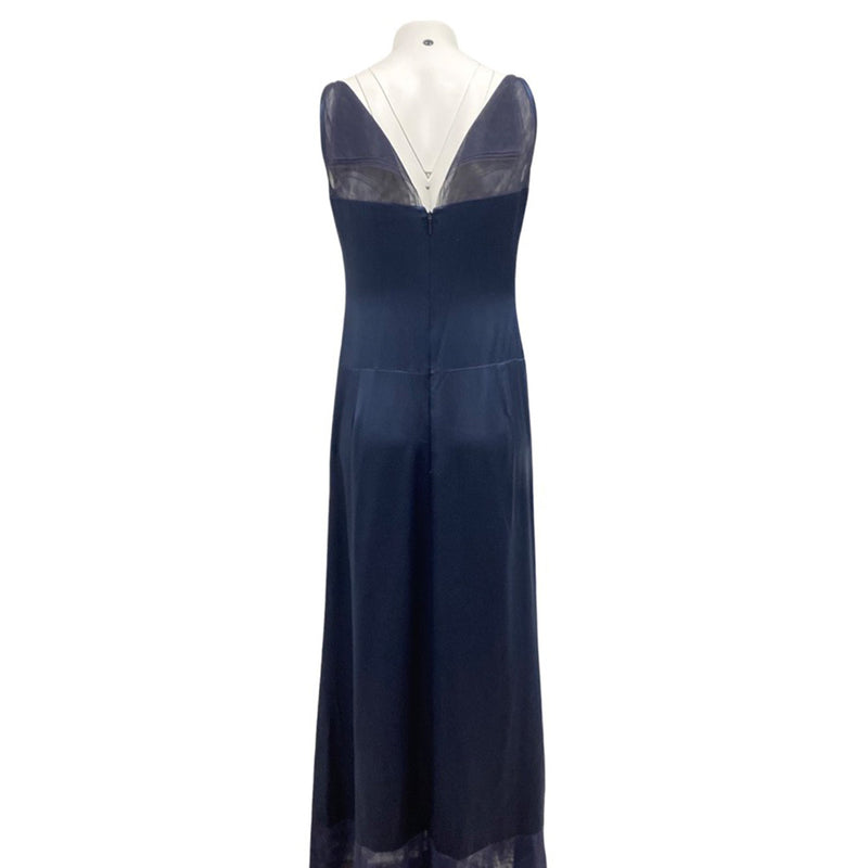 pre-loved CHANEL navy silk set | Size FR38