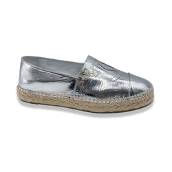 second-hand CHANEL silver leather espadrilles | Size 38