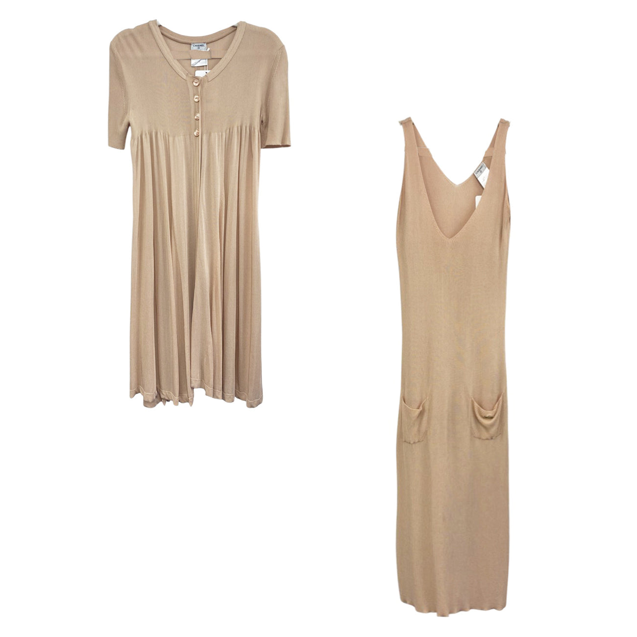 CHANEL nude summer set of dress and long cardigan – Loop Generation