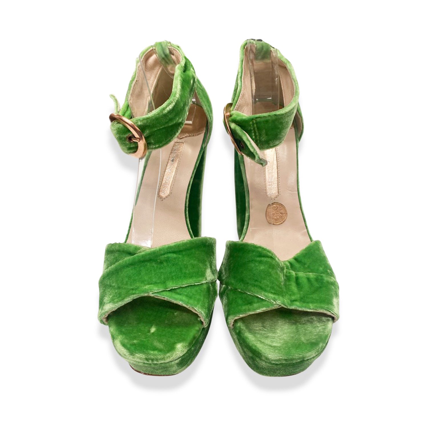 Green shop velvet sandals