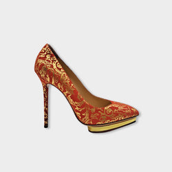 pre-owned CHARLOTTE OLYMPIA red suede platform