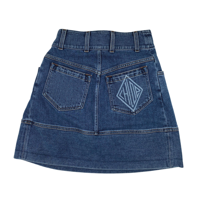 PRE-OWNED CHLOÉ blue denim A-line skirt 
