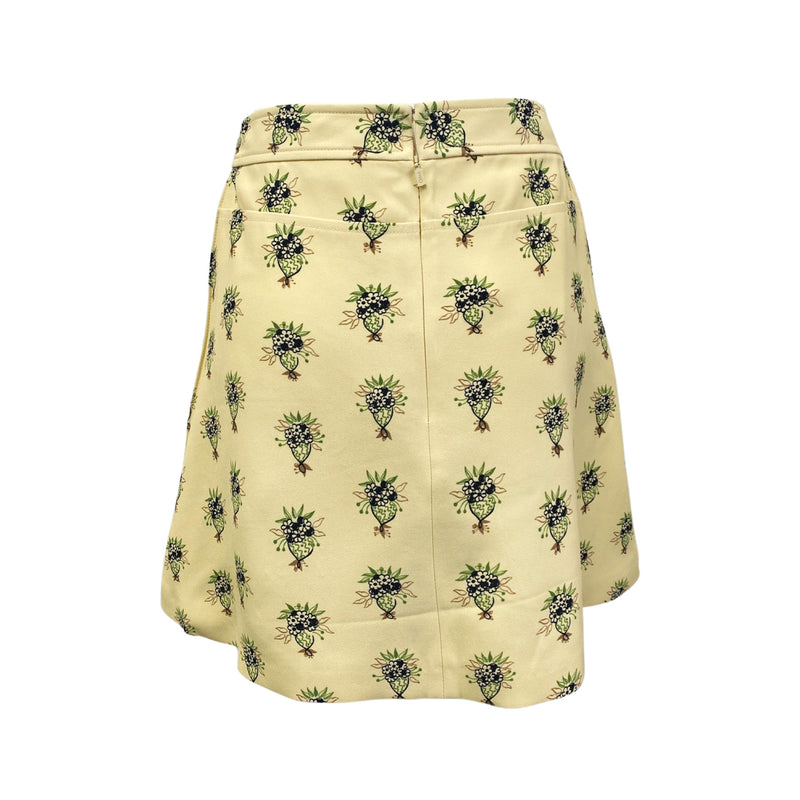 CHLOÉ yellow floral viscose A-line skirt