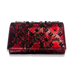 pre-owned CHRISTIAN LOUBOUTIN black and red studded leather clutch