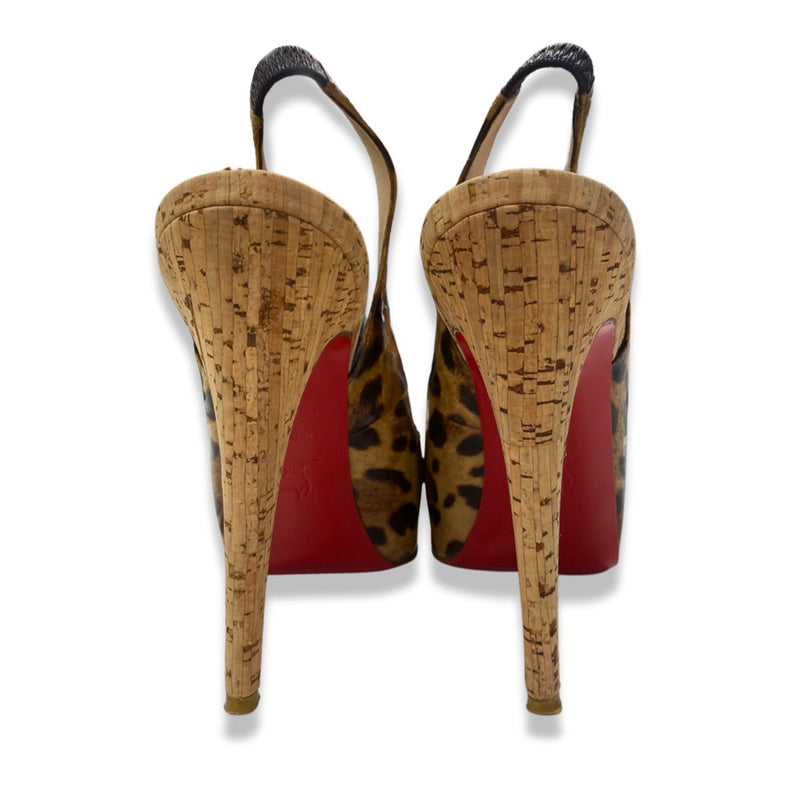 CHRISTIAN LOUBOUTIN animal print patent leather sling-back heels