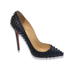 pre-owned CHRISTIAN LOUBOUTIN black studded leather pumps | Size 39.5