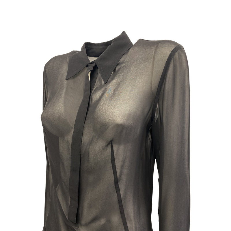 pre-owned DKNY black mesh silk blouse