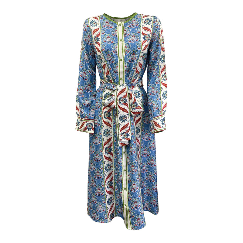 pre-owned D'ASCOLI multicolour floral silk dress with belt