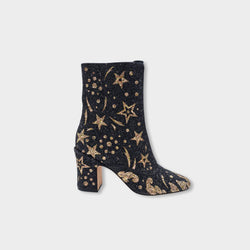 pre-owned DIOR D-Circus black and gold sparkle boots