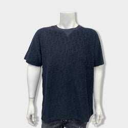 pre-owned DIOR Monogram OBLIQUE  navy cotton T-shirt | Size XL