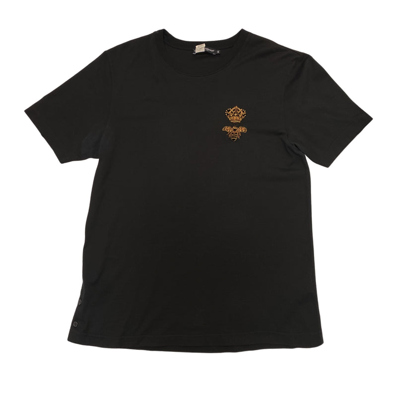 pre-loved DOLCE&GABBANA black cotton embellished crown bee T-shirt