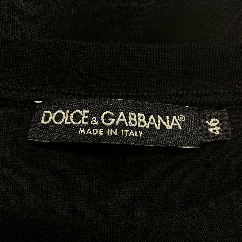 DOLCE&GABBANA black cotton embellished crown bee T-shirt