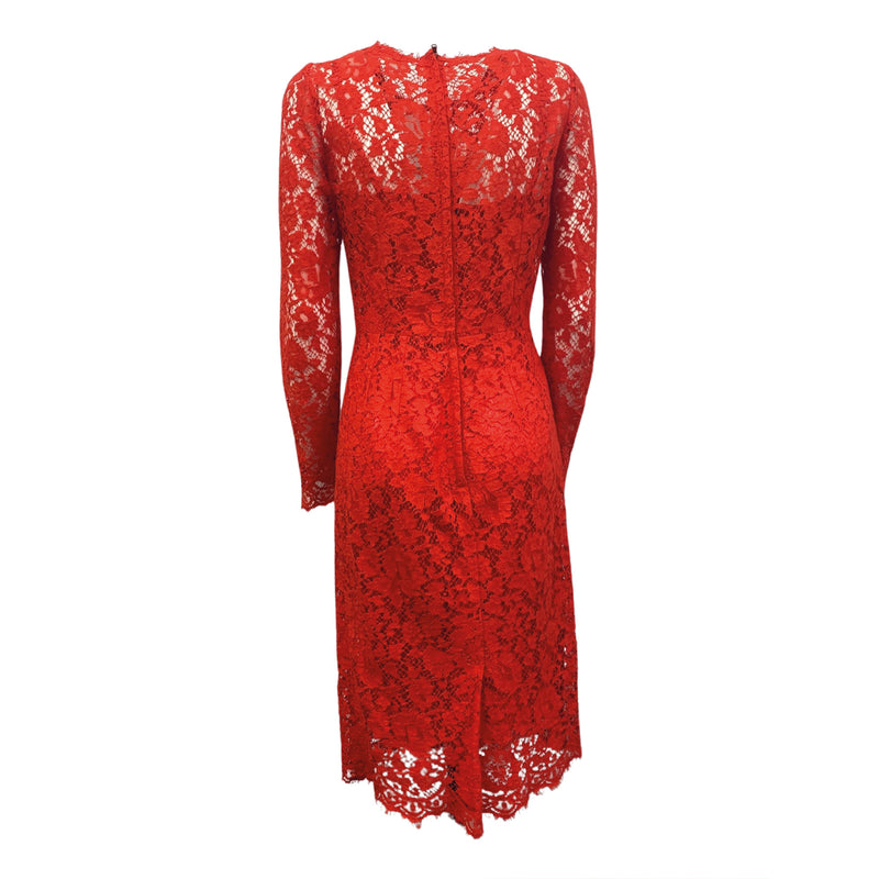 DOLCE&GABBANA red lace viscose dress