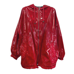 pre-owned DOLCE&GABBANA red rain jacket with hoodie