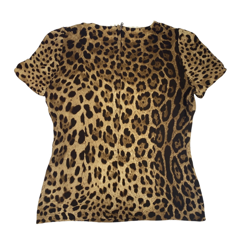 pre-owned DOLCE&GABBANA animal print silk blouse