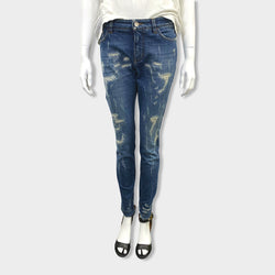 pre-owned DOLCE&GABBANA blue distressed jeans