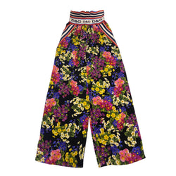 pre-owned DOLCE&GABBANA logo floral print silk high-waisted trousers | Size IT42