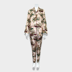pre-owned DOLCE&GABBANA animal and floral print silk pyjama set