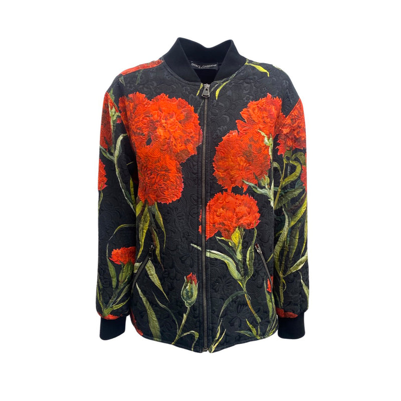 pre-owned DOLCE&GABBANA black and red floral print cotton jacket | Size IT36
