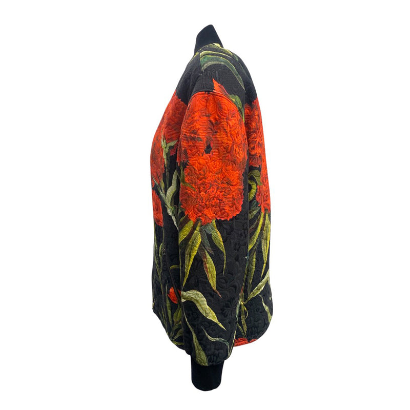 DOLCE&GABBANA black and red floral print oversized cotton jacket