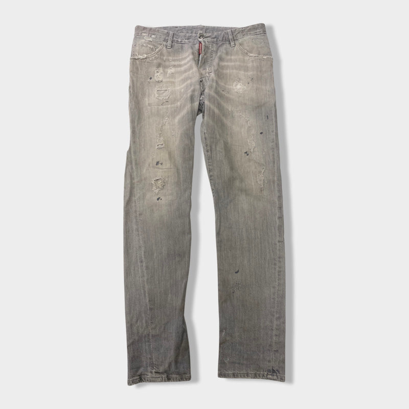 pre-owned DSQUERED2 grey ripped jeans | Size IT46