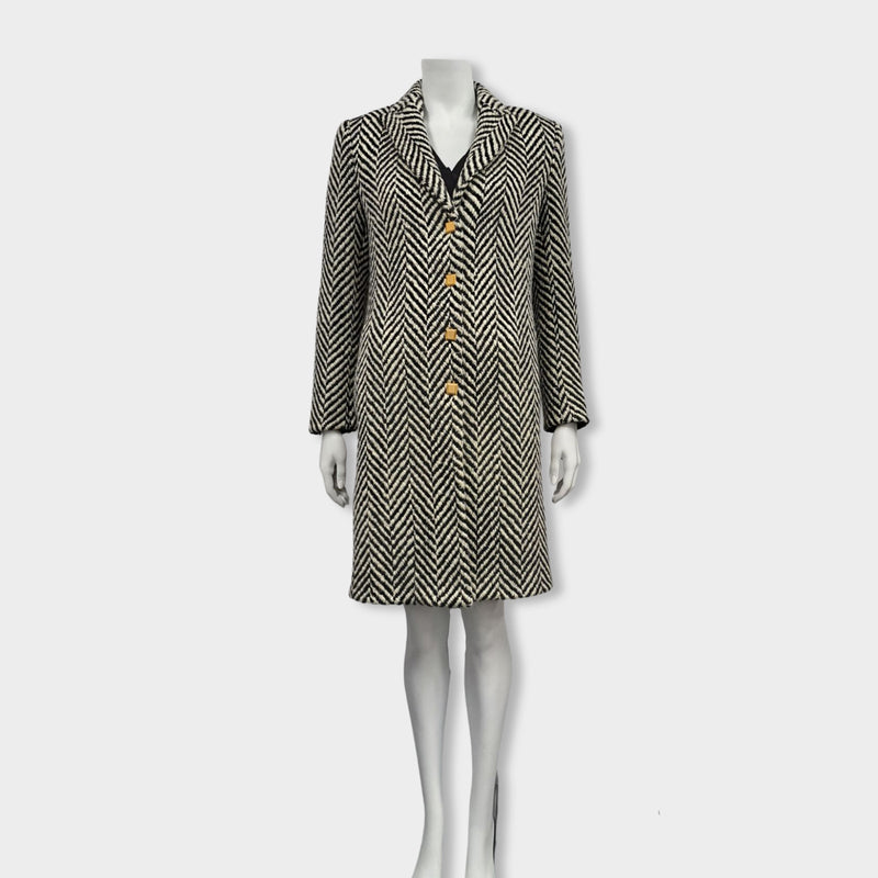 pre-owned EMANUEL UNGARO black and white wool coat