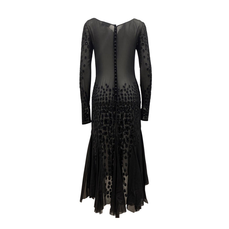 pre-loved EMILIO PUCCI black sheer bead-embellished silk dress | Size IT40